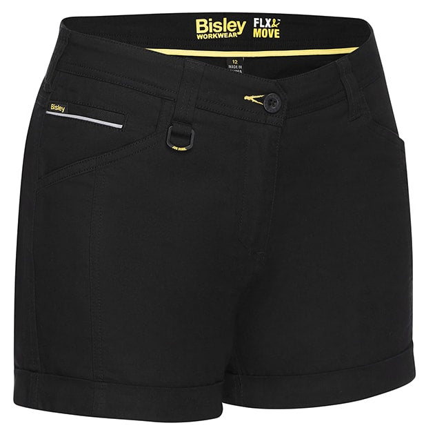 Bisley, Women's Flx & Move Short Short, BSHL1045 - Black (Size: 22)