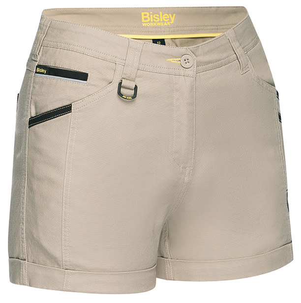 Bisley, Women's Flx & Move Short Short, BSHL1045 - Stone (Size: 16)