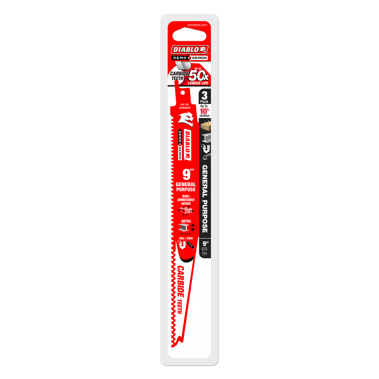 Diablo Demo Demon Carbide General Purpose Recip 9 inch Pack of 3