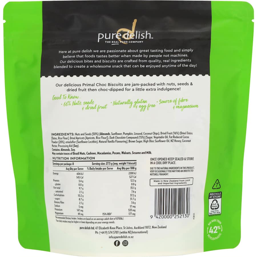 Pure Delish Primal Choc Biscuits  220g