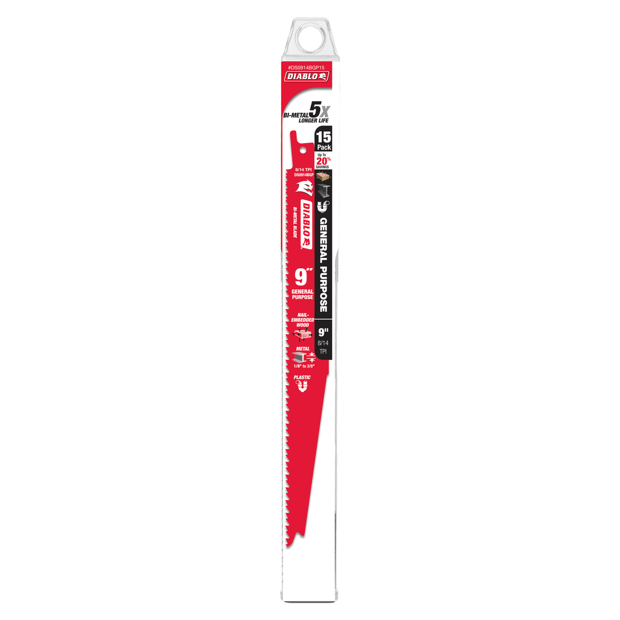 Diablo Bi-Metal Recip Blade - General Purpose 9 inch Pack of 15