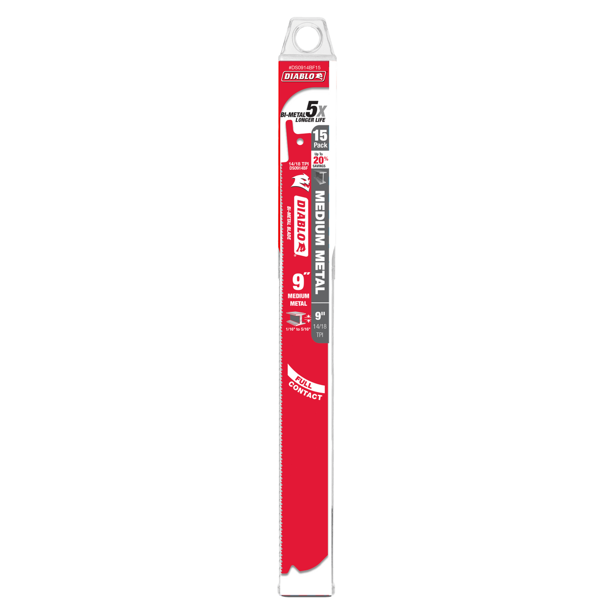 Diablo Bi-Metal Recip Blade - Medium Metal Cutting 9 inch Pack of 15