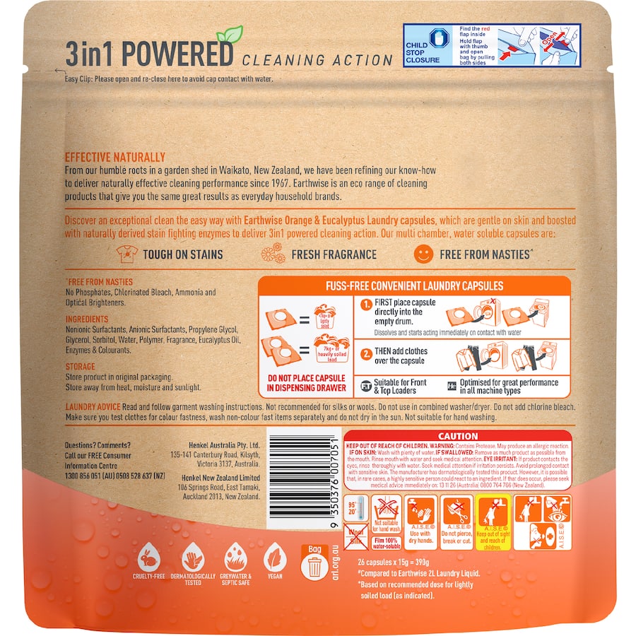 Earthwise Laundry Capsules Orange & Eucalyptus 26pack