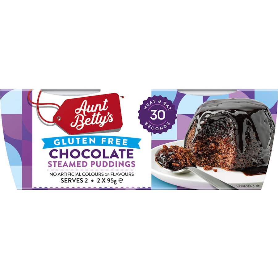 Aunt Bettys Gluten Free Steamed Pudding Chocolate 190g 95g pottles 2pack