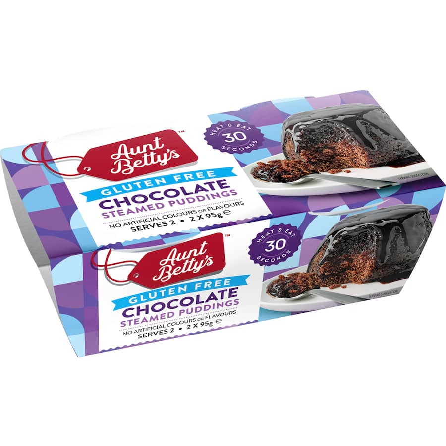 Aunt Bettys Gluten Free Steamed Pudding Chocolate 190g 95g pottles 2pack