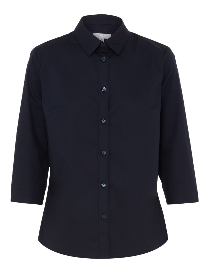 NNT, Avignon Stretch 3/4 Sleeve Shirt, CATUKY - Navy (Size: 18)