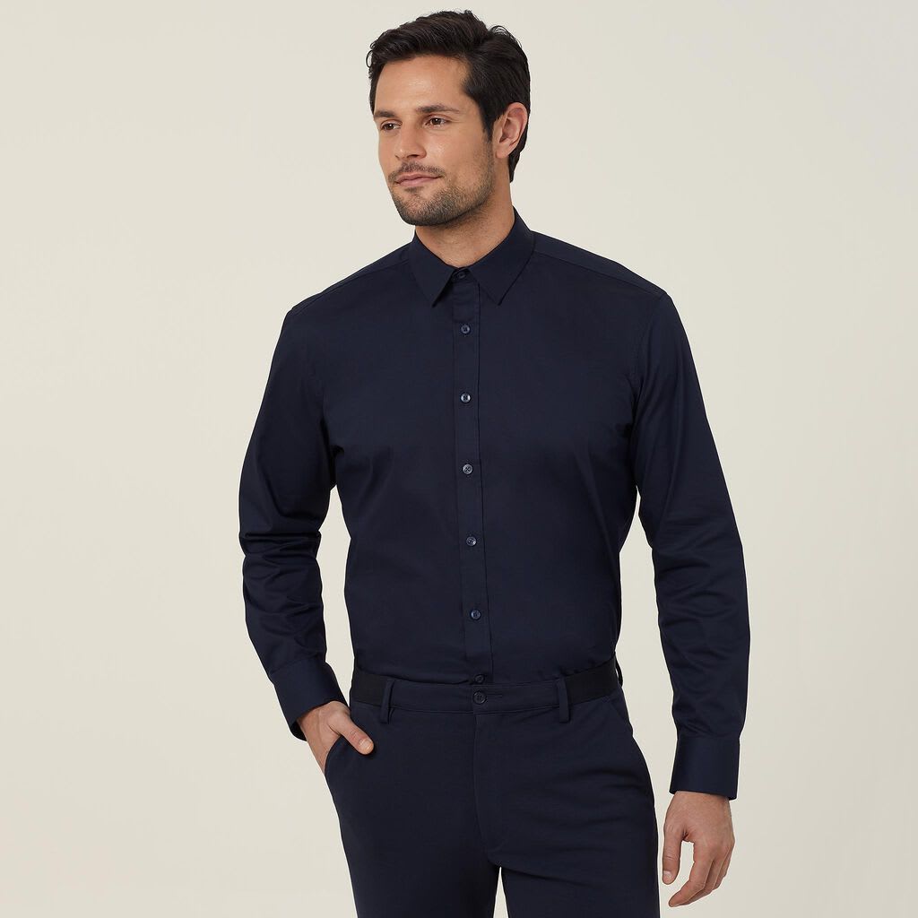 NNT, Avignon Stretch Shirt, CATJDD - Navy (Size: 38)