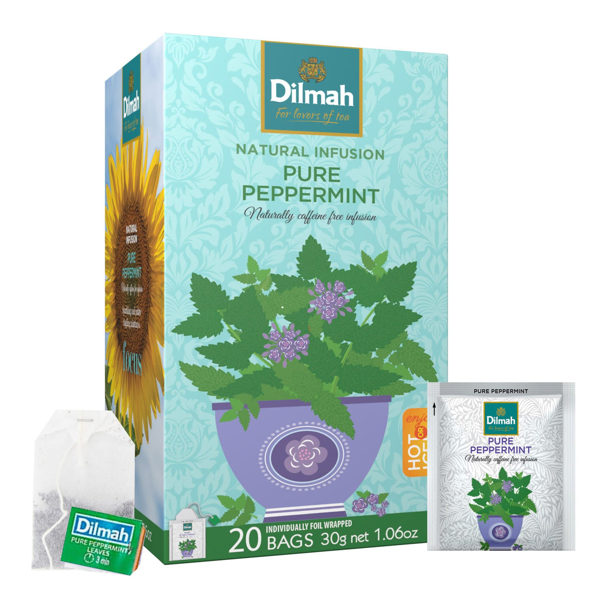 Dilmah Pure Peppermint Leaves Enveloped Tea Bags 20 Tea Bags (Pack)