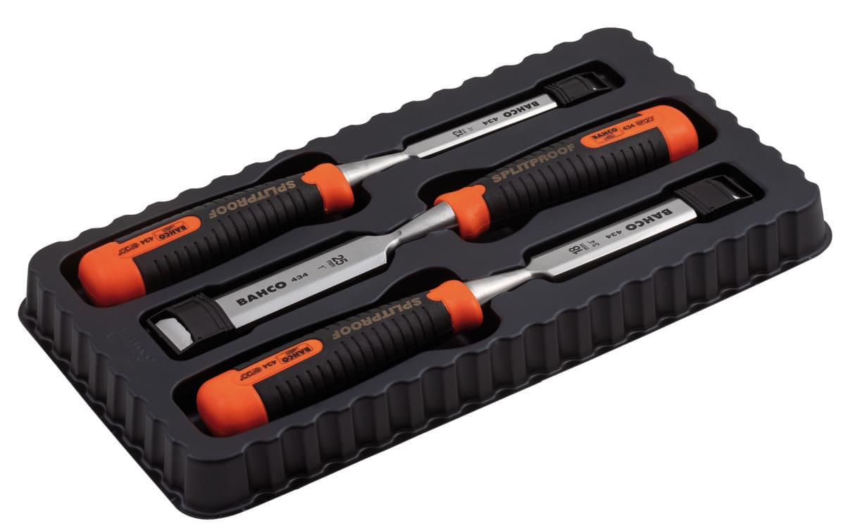 BAHCO ERGO Splitproof Woodworking Chisel Set Cardboard Box 3 Piece