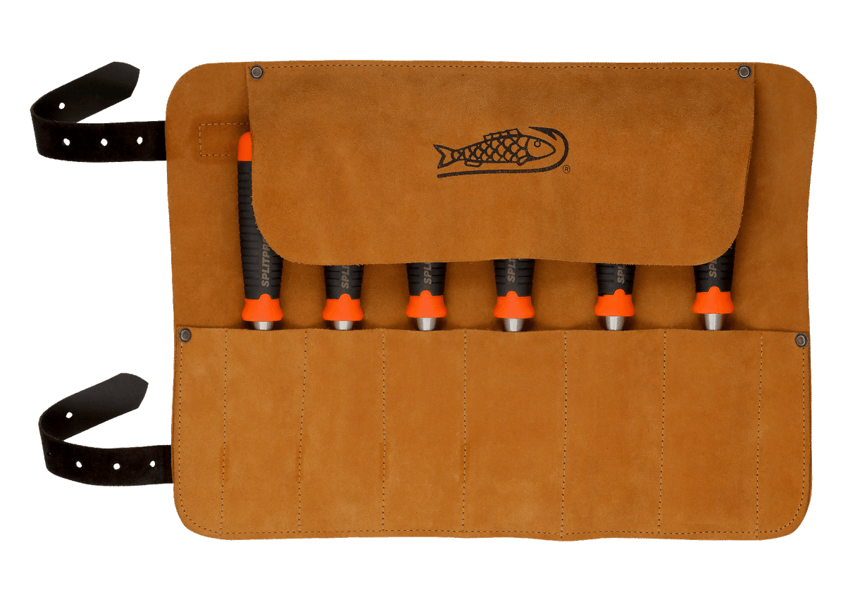 BAHCO ERGO Splitproof Woodworking Chisel Set Leather Roll Pouch 6 Piece
