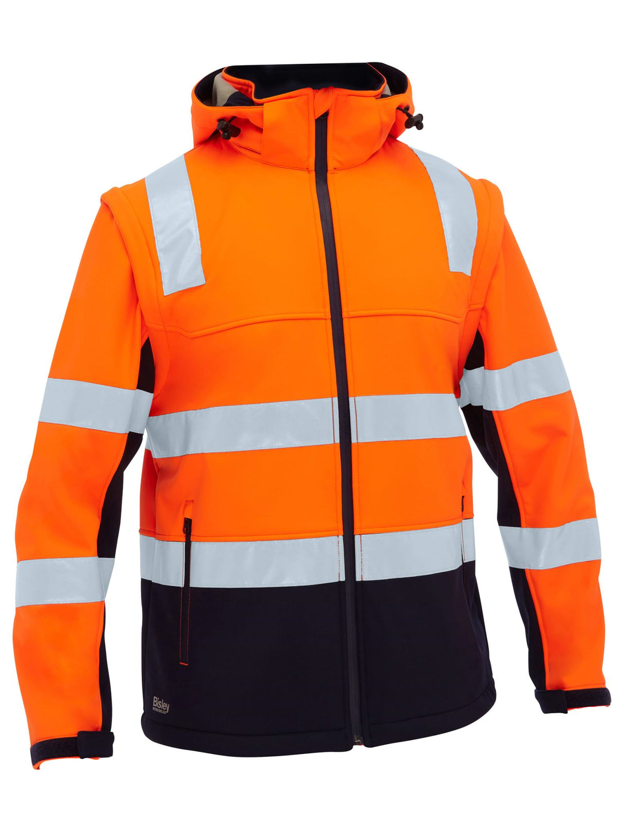 Bisley, Hi Vis 3-in-1 Soft Shell Jacket, BJ6078T - Orange/Navy (Size: 5XL)