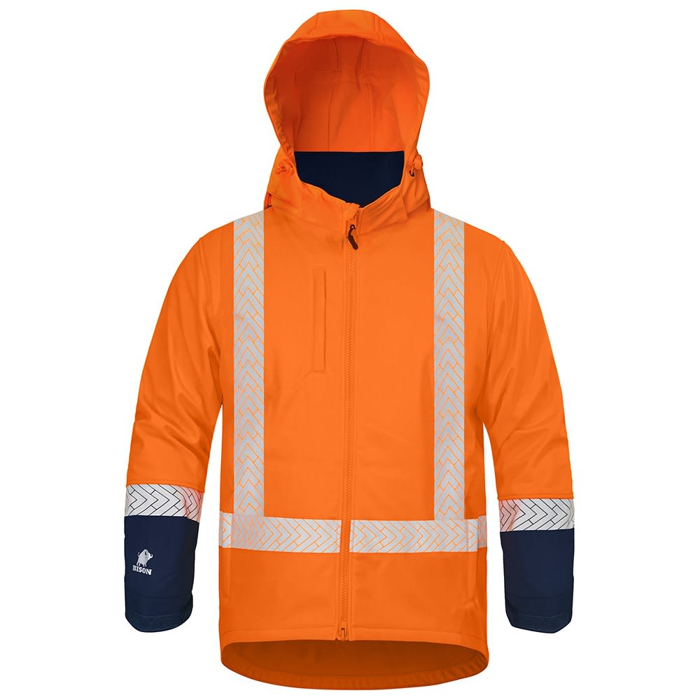 Bison, TTMC-W23 Soft Shell Jacket, 363054ON - Orange/Navy (Size: XSM)