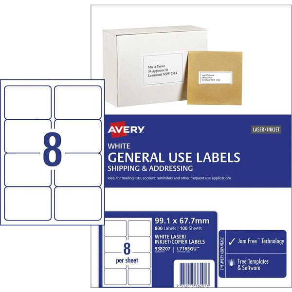 Avery Label L7165 General Use A4 100 (Sheets)