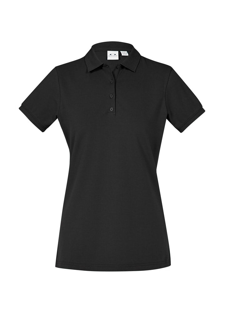 Womens City Short Sleeve Polo - Black - Black (Size: 10)