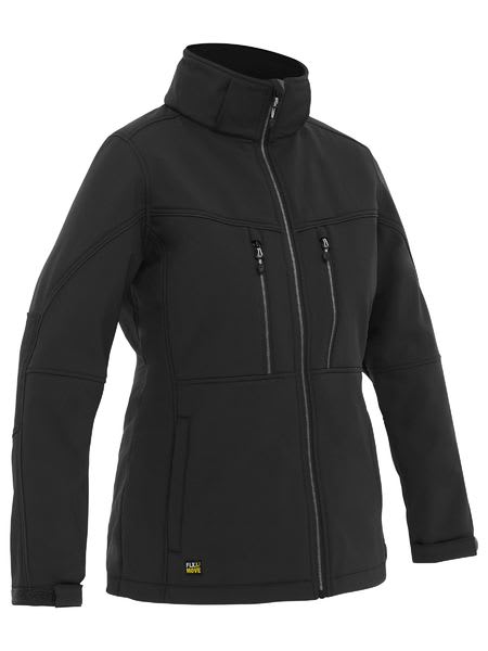 Bisley, Women's FLX & MOVE Soft Shell Jacket - Black (Size: 22)