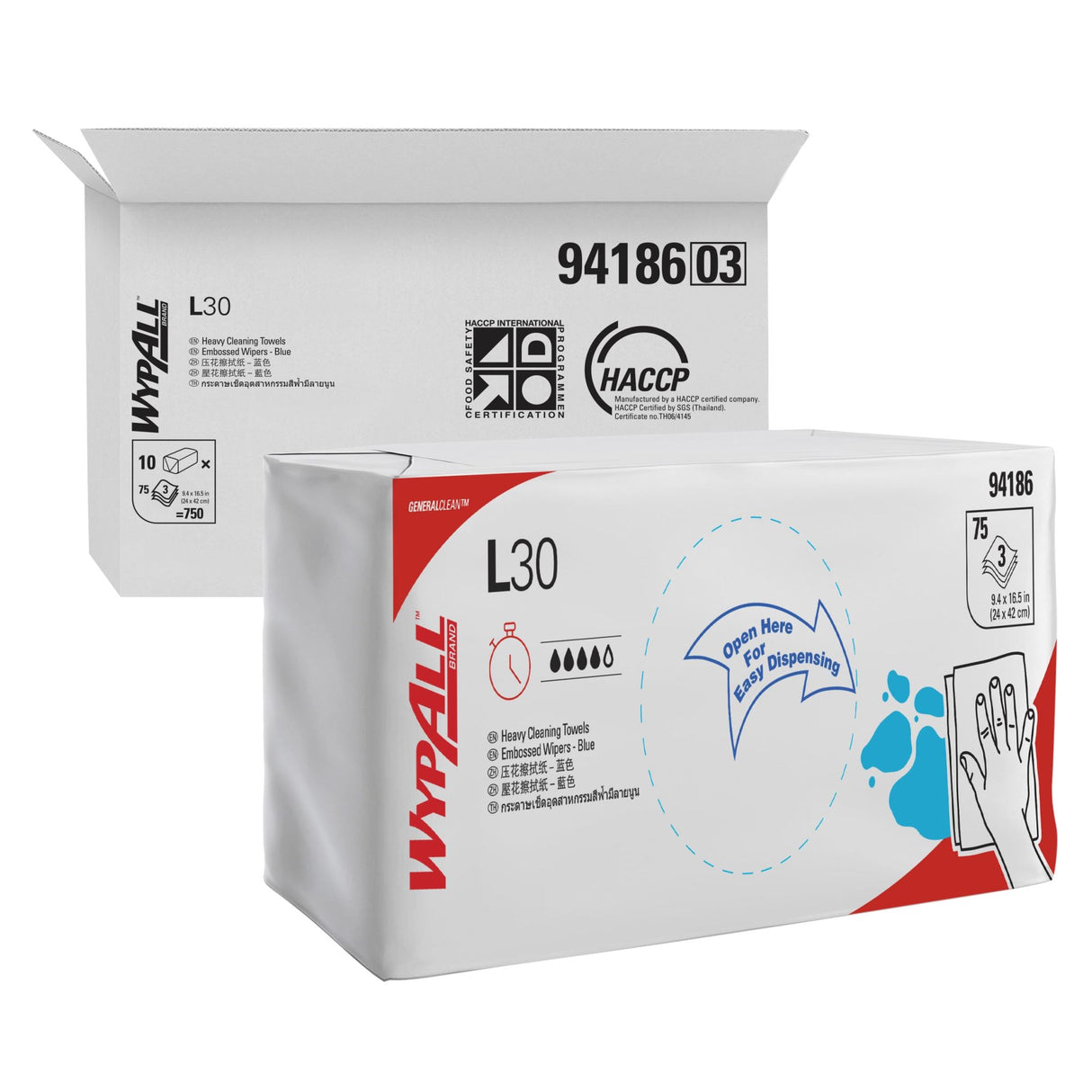 Wypall 94186 L30 Blue Wiper Carton of 10 Packs