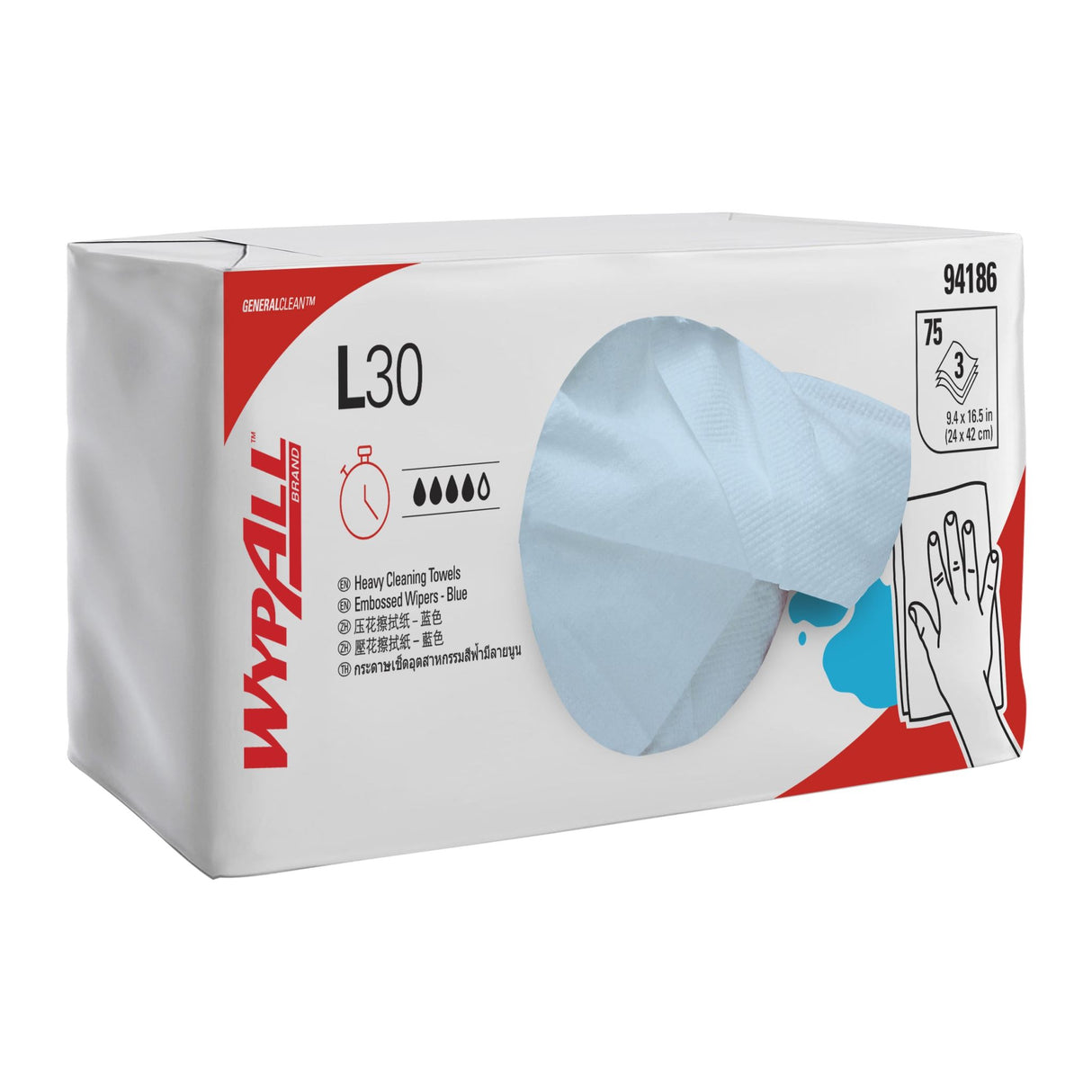 Wypall 94186 L30 Blue Wiper Carton of 10 Packs