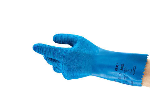 Ansell Alphatec Blue Latex Glove 62-401 (Pair) - Blue (Size: 08)