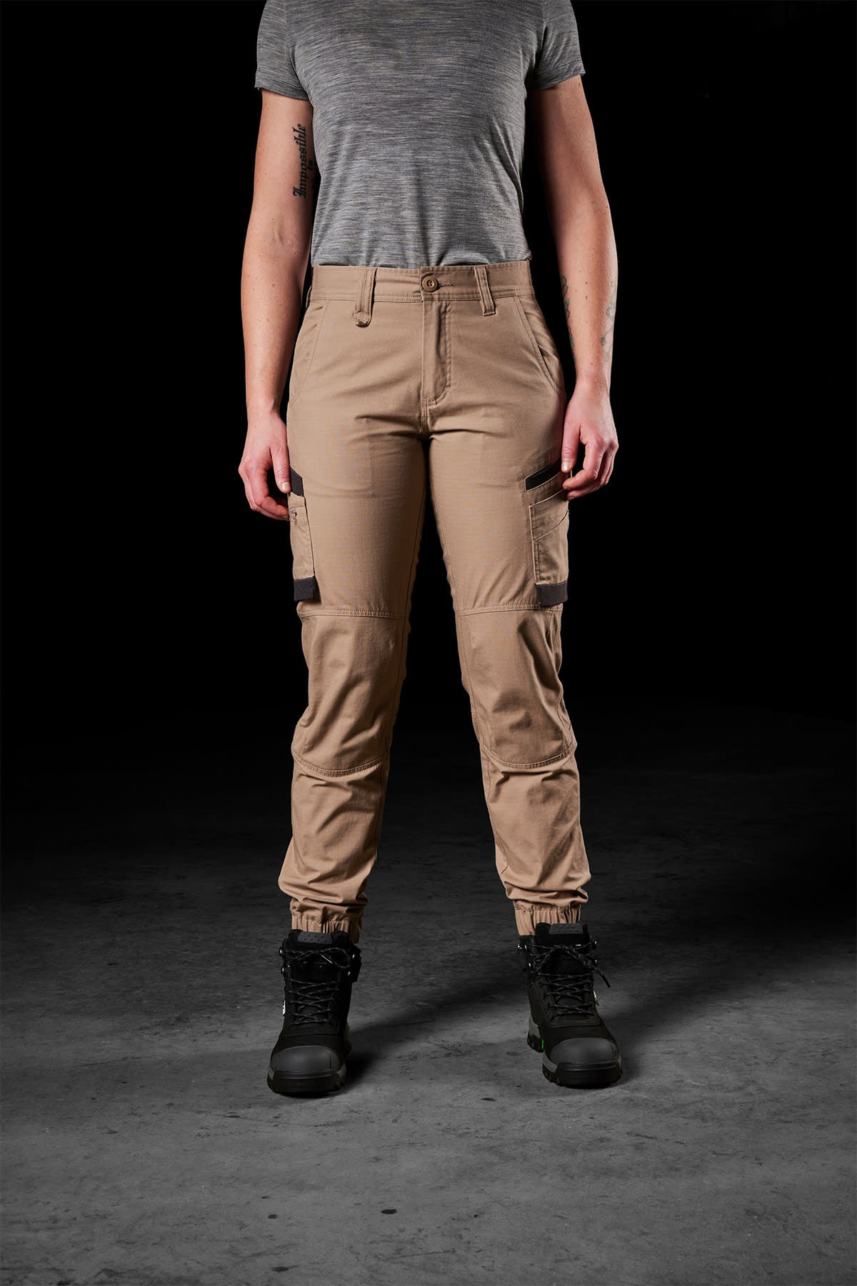 FXD Womens Cuffed Stretch Ripstop Work Pants WP-8W - Khaki (Size: 20)