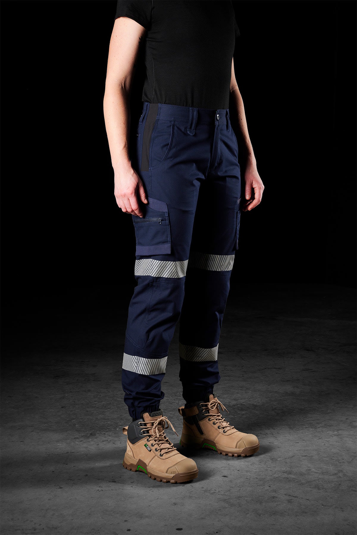 FXD, Womens Reflective Cuffed Stretch Work Pants WP-8WT - Navy (Size: 16)