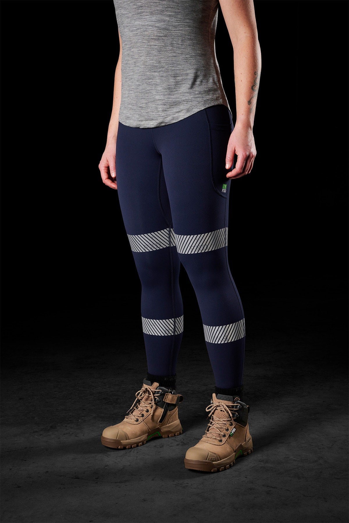 FXD, Women's Reflective Stretch Leggings WP-9WT - Navy - 08