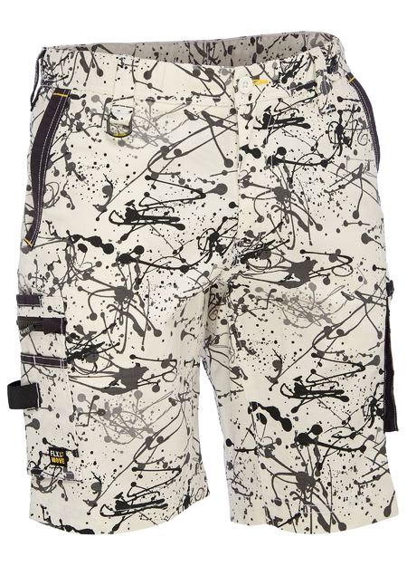 Bisley,FLX&MOVE Stretch Camo Cargo Short, BSHC1337 - Grey/Splat (Size: 87)