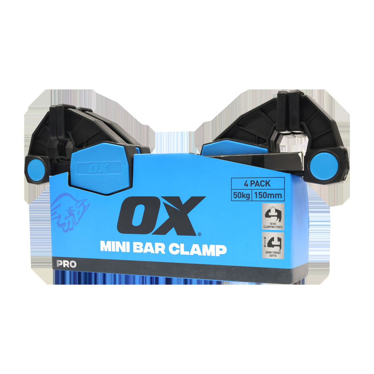 OX Pro Mini Bar Clamp 50kg 4pk 150mm