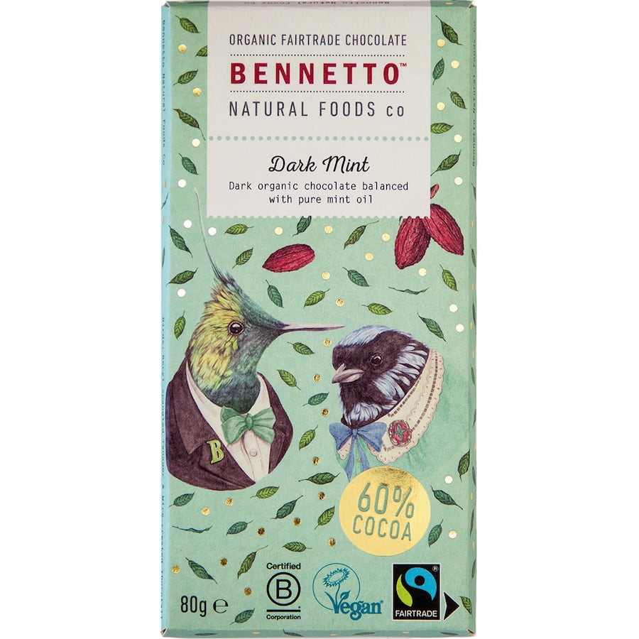 Bennetto Chocolate Mint Dark Choc Block 80g
