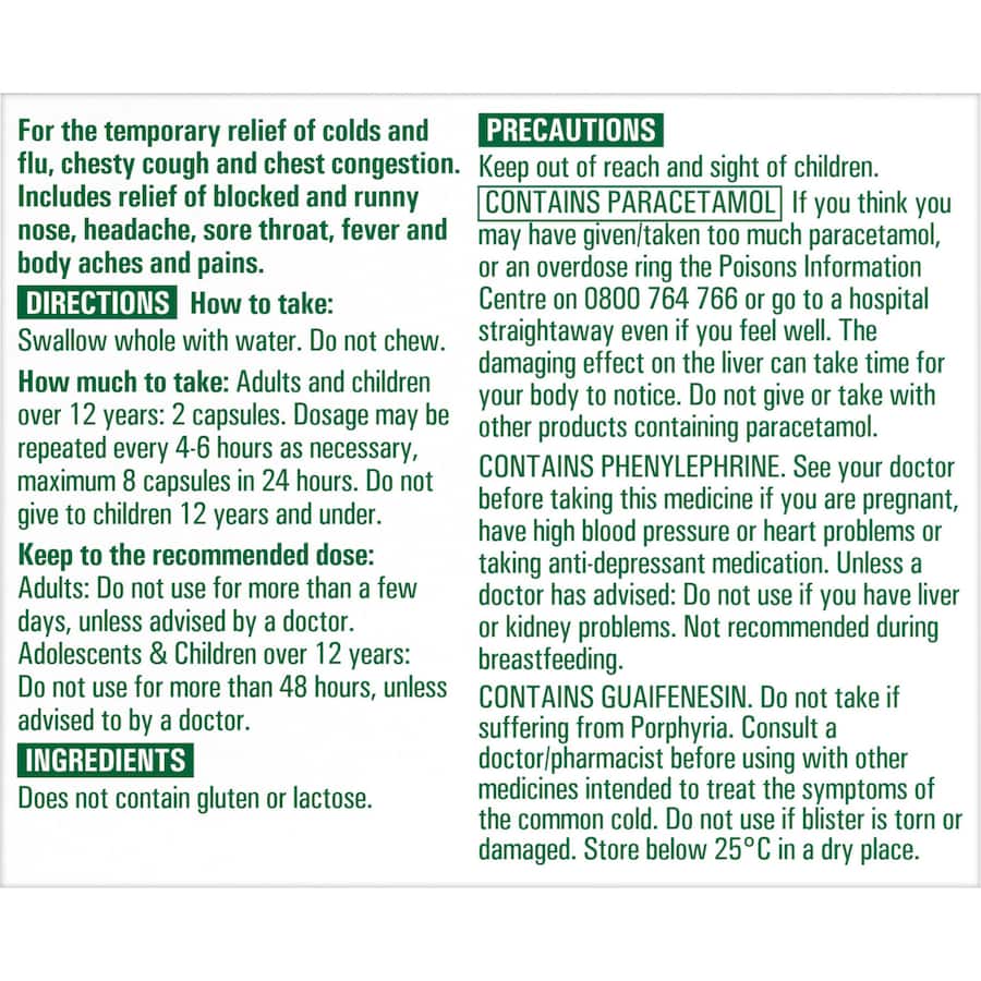 Lemsip Max For Mucus Cough & Cold Chesty Cough Capsules 16pack