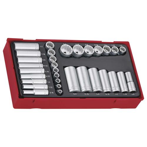 SET 1/4" & 3/8" REG/DEEP SKT 32PC