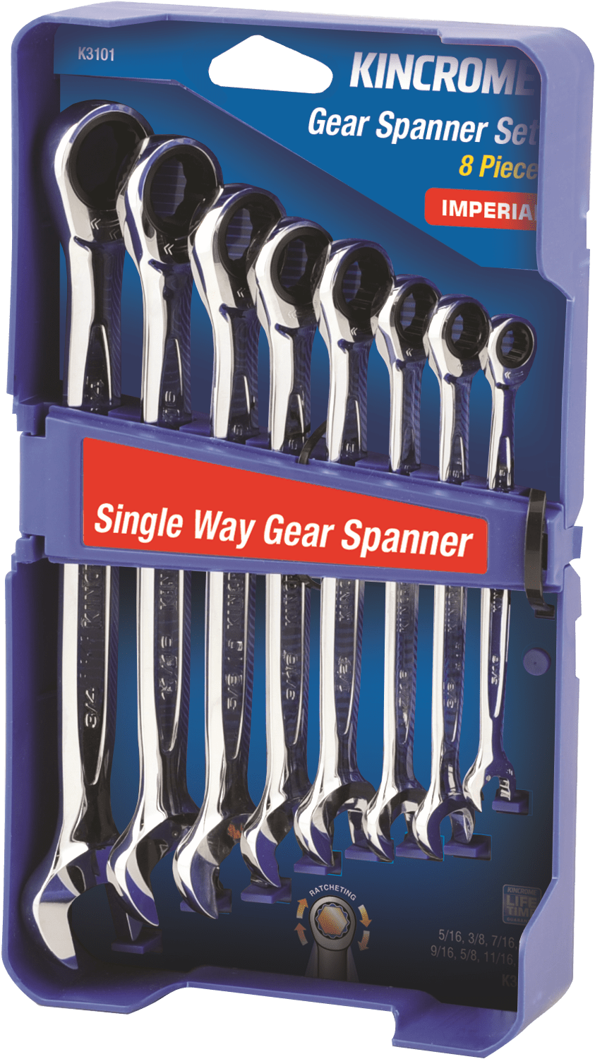 Kincrome 8 piece S/Way Gear Spanner Set - Imperial