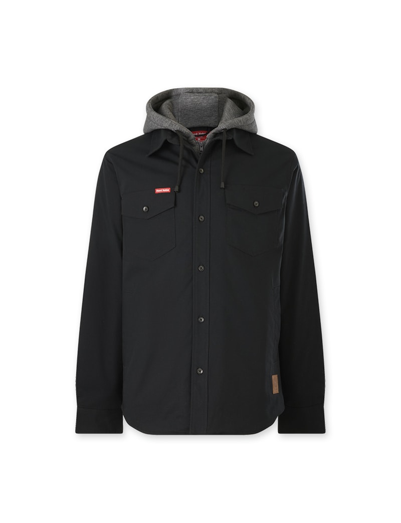 Hard Yakka, Quilted Solid Shacket, Y06691 - Black (Size: 5XL)