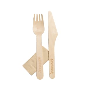 Ecoware Cutlery & Napkin Set Wood 16cm 100PK 100 (Pack)