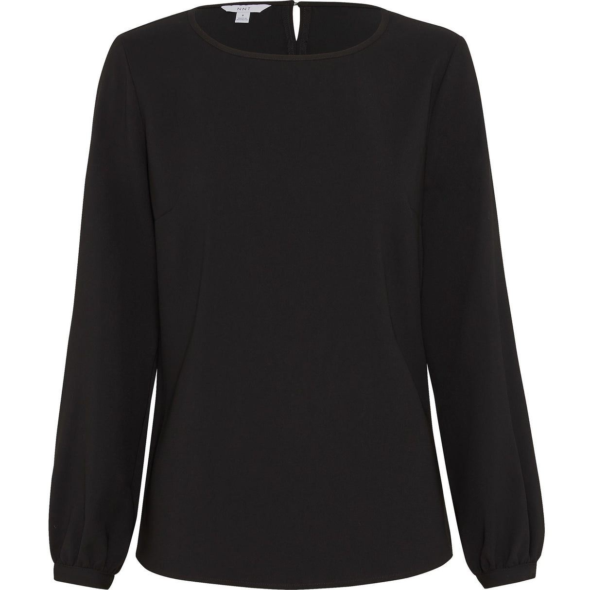 NNT Heavy Stretch Georgette Long Sleeve Blouse - Black (Size: 08)