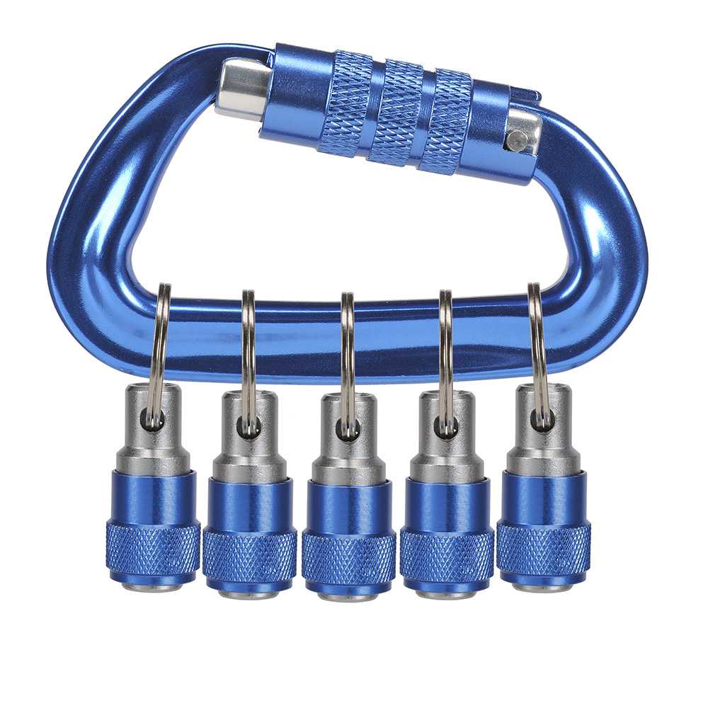 Carabiner with 5 x 1/4" Hex Quick Change Holders