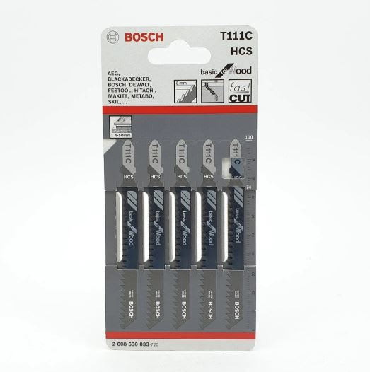 Bosch Jigsaw Blades T111C for Wood Basic 5 (Pack)