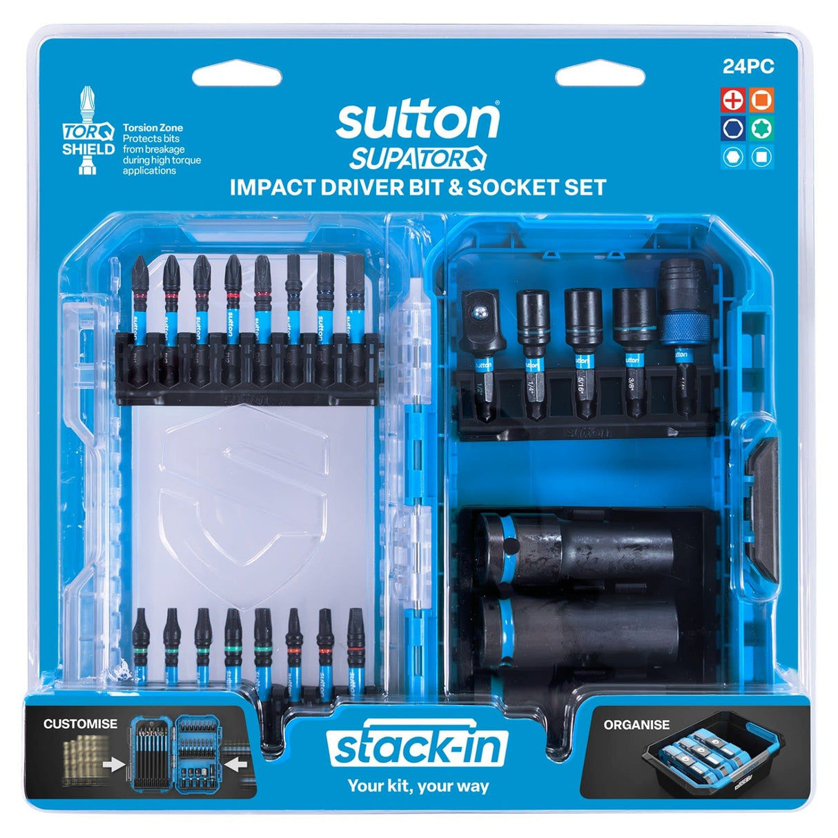 Sutton Stack-in Screwdriver Bit & Socket Set 24 Pc
