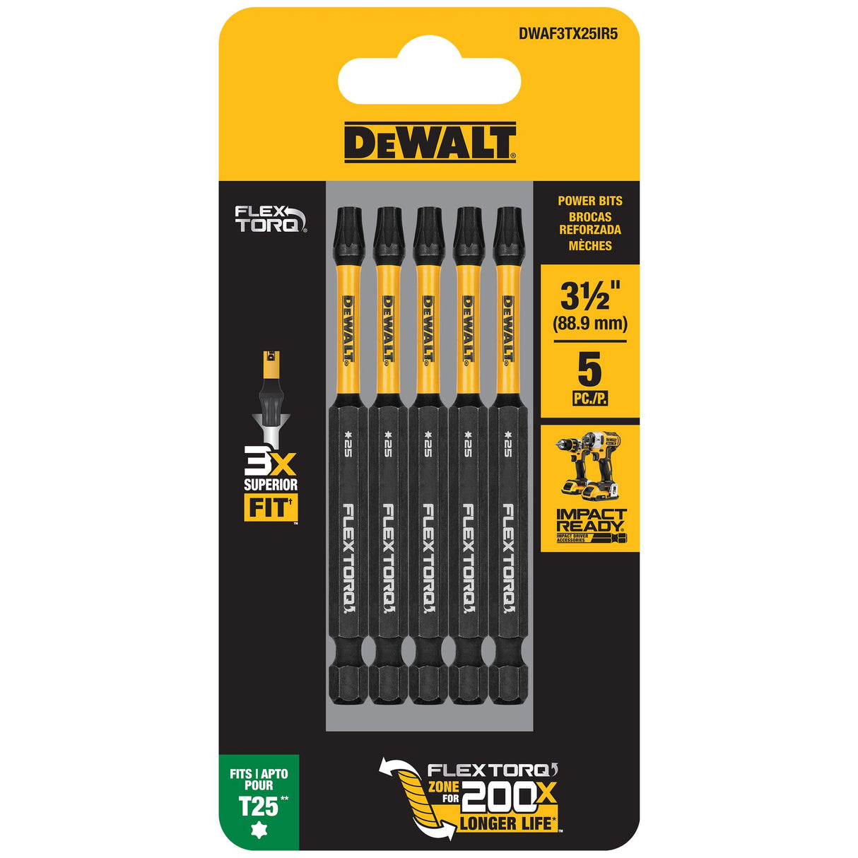 DeWalt T25 FLEXTORQ Screwdriver Bit 89mm 5 (Pack)