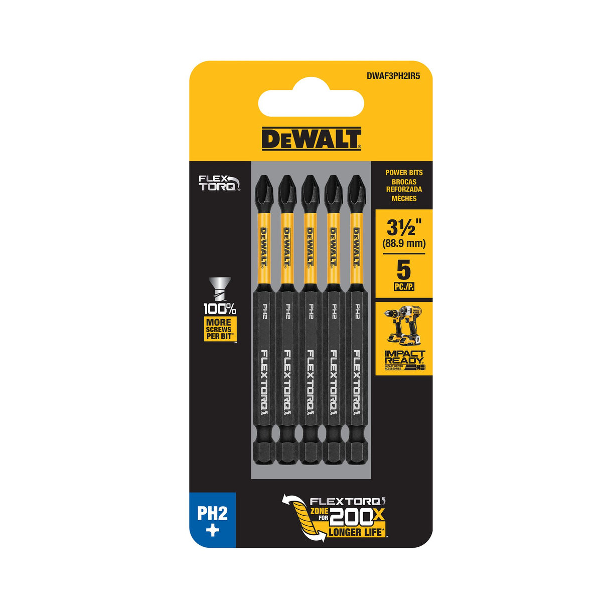 DeWalt PH2 FLEXTORQ Screwdriver Bit 89mm 5 (Pack)