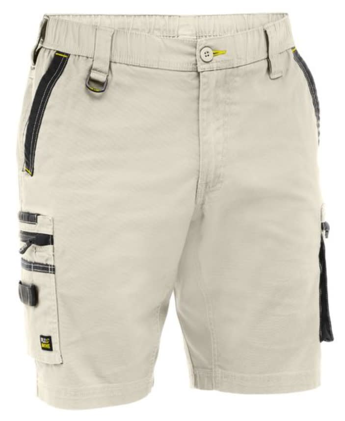 Bisley, FLX & Move Elastic Waist Short, BSHC1338 - Stone (Size: 102)