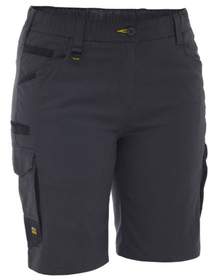 Bisley, FLX & Move Women's Elastic Waist Short - Charcoal (Size: 24)