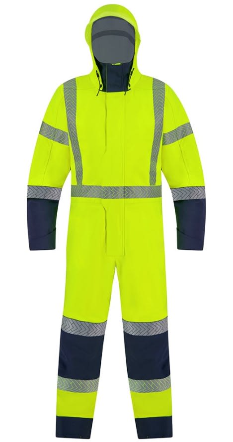 Bison, Extreme Flex Rain Overall, 482051YN - Yellow/Navy (Size: XL)