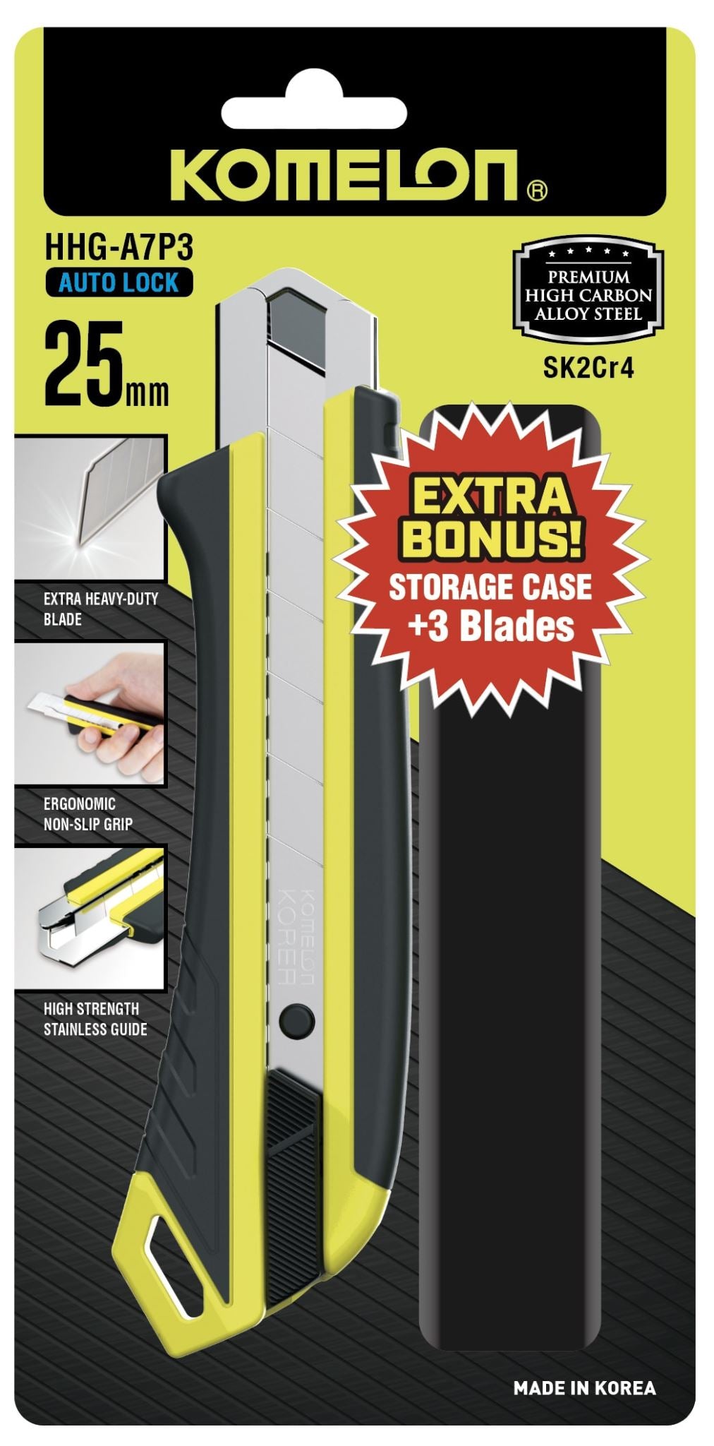 Komelon Snap Off High-Viz Ergonomic Non-Slip Knife (Each)