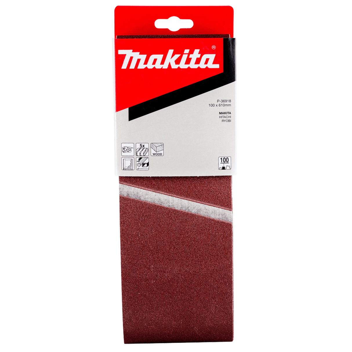 Makita Sanding Belt 100G 100 x 610mm Pack of 5