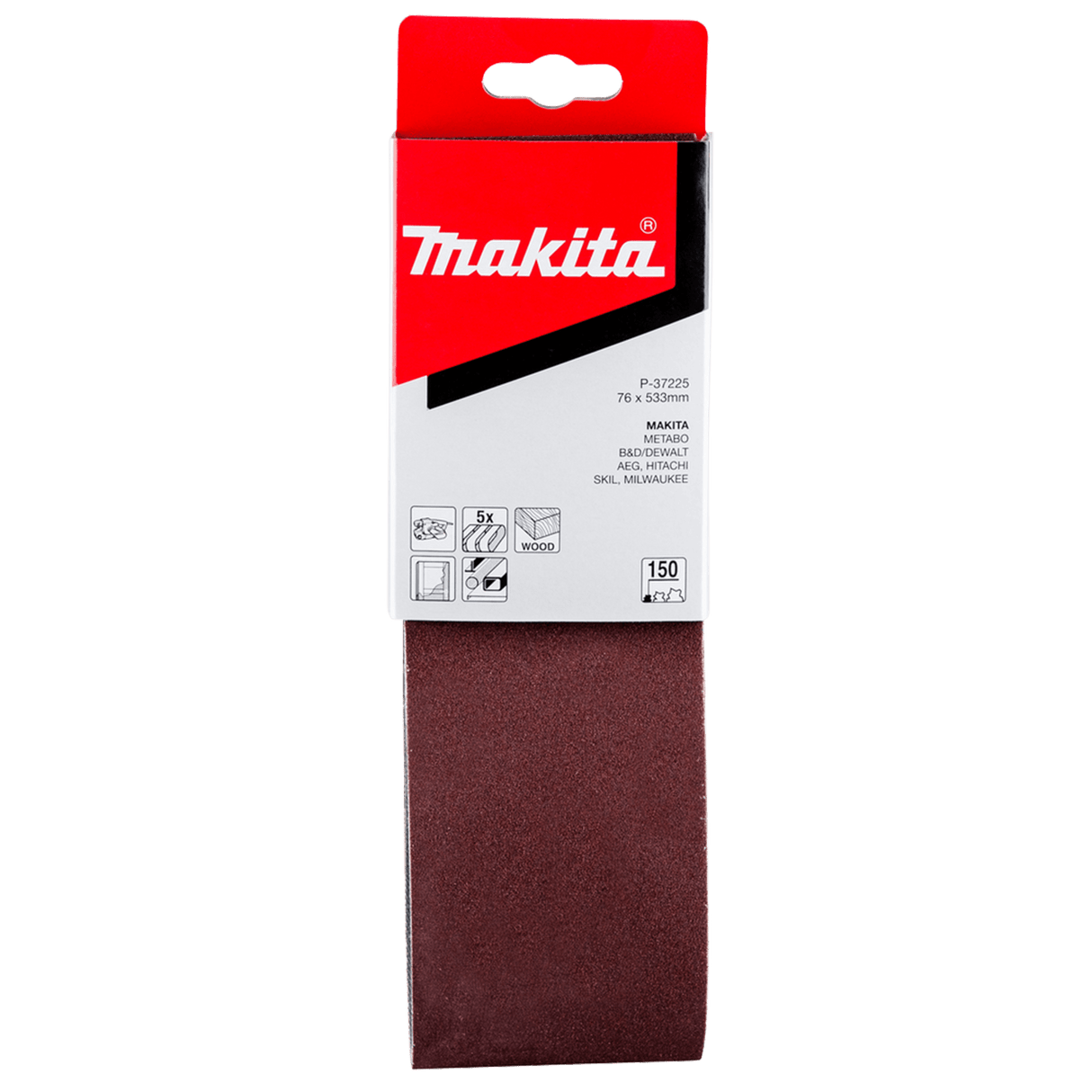 Makita Sanding Belt 150G 76 x 533mm Pack of 5