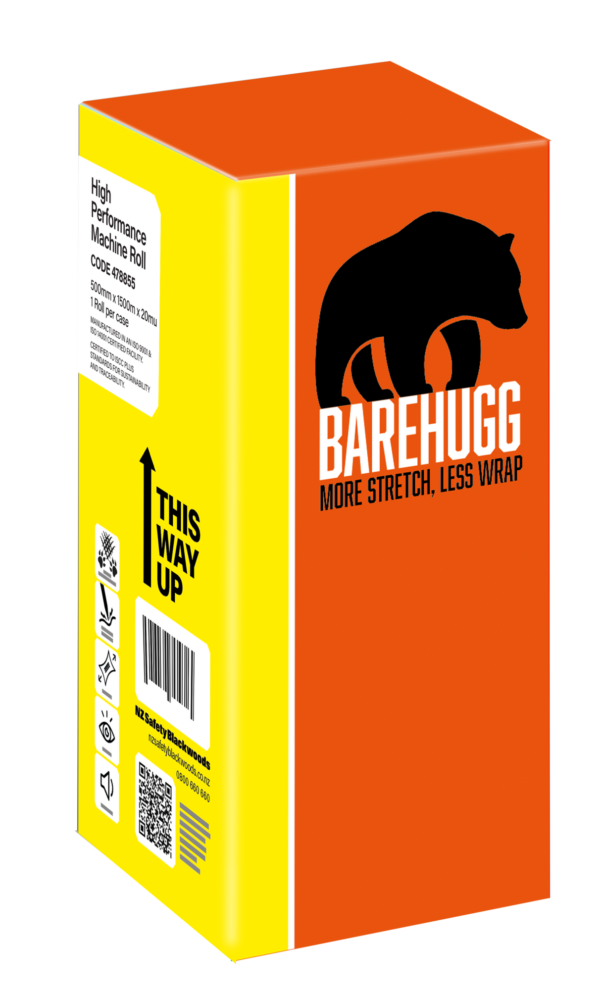 BAREHUGG, Stretch Wrap Machine High Performance 500MMX1500MX20MU (Roll)