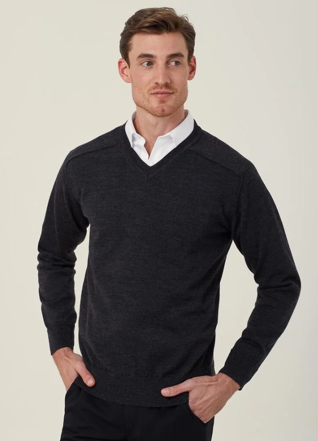 NNT Merino Wool V-Neck Sweater CATE2B - Black (Size: L)