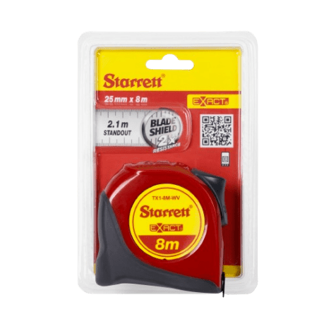 Starrett 8 Metre Tape Measure White Blade