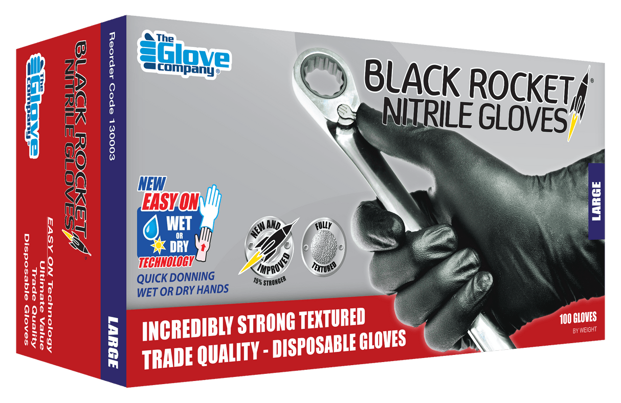 Black Rocket Nitrile Gloves - Black - 2XL