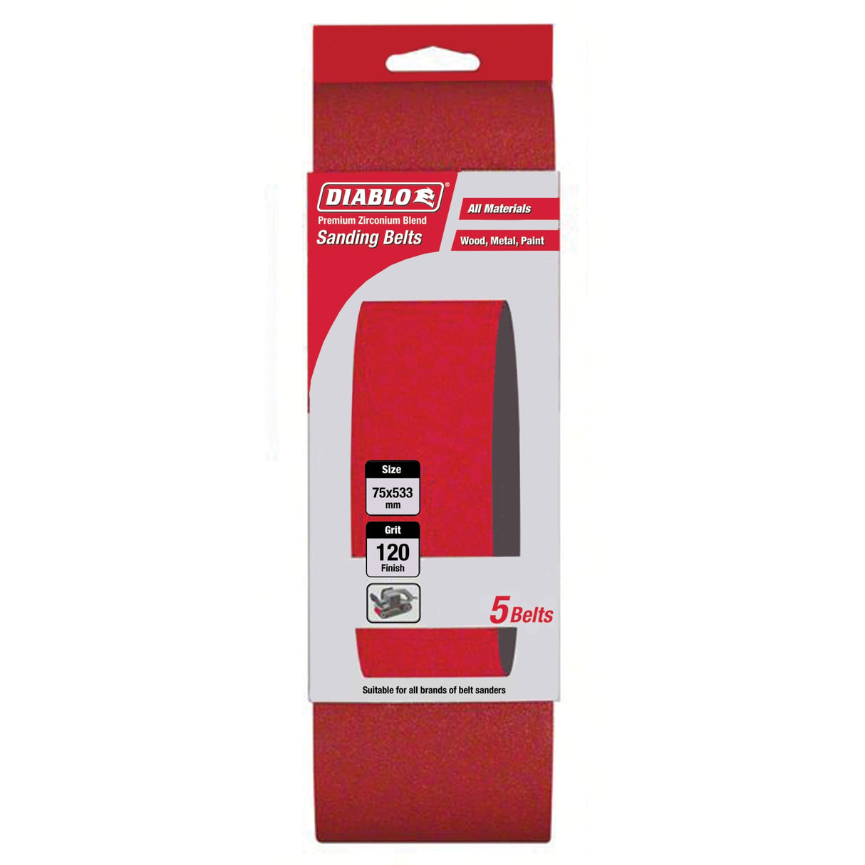Diablo Sanding Belt 75mm x 533mm 120G Pack of 5
